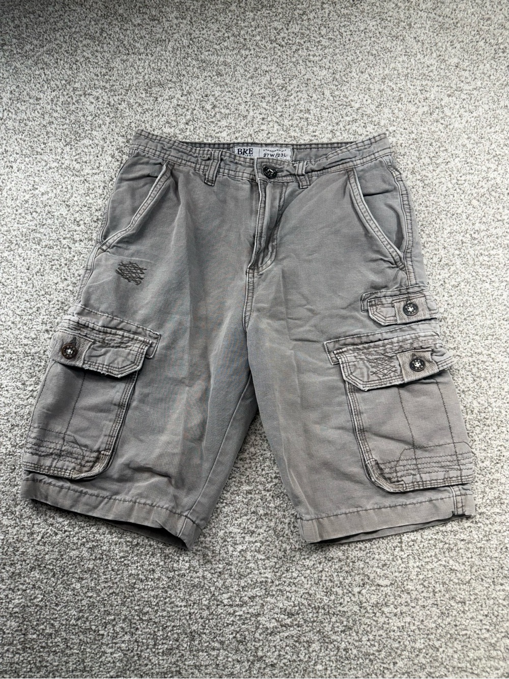 Men's BKE Cargo Standard Fit 100% Cotton Raven Gray Henry Shorts 9.5" Size 27